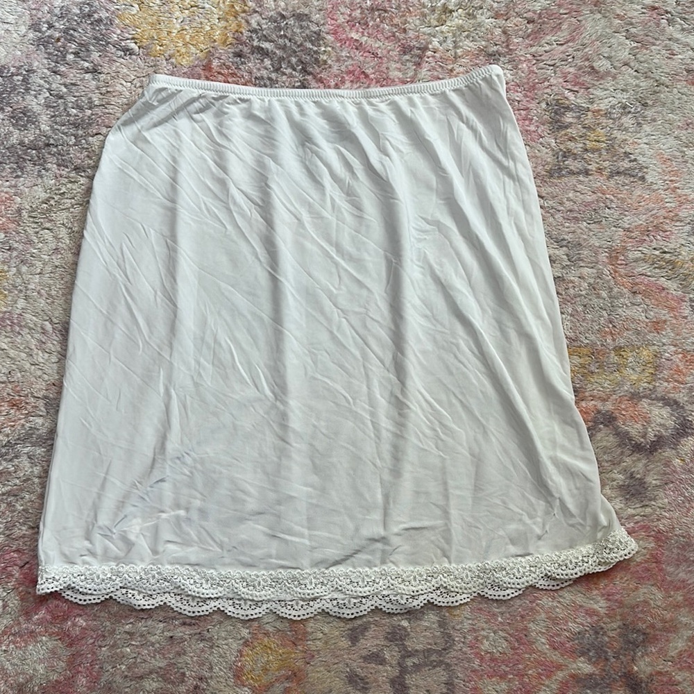 Jockey White Lace Trim Slip, Small